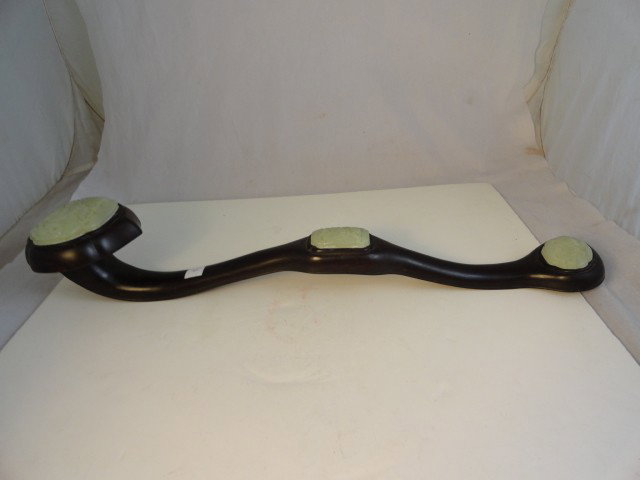 "ZITAN" ROSEWOOD AND WHITE HARDSTONE "RUYI" S: "ZITAN" ROSEWOOD AND WHITE HARDSTONE "RUYI" SCEPTER