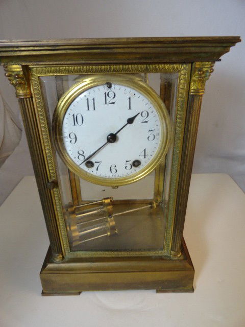BRASS SETH THOMAS MANTLE CLOCK: BRASS SETH THOMAS MANTLE CLOCK