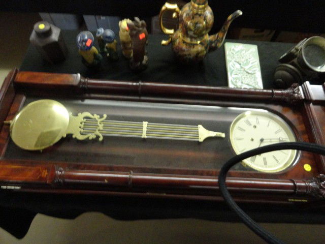 SLIGH LONG DROP MAHOGANY WALL CLOCK: SLIGH LONG DROP MAHOGANY WALL CLOCK