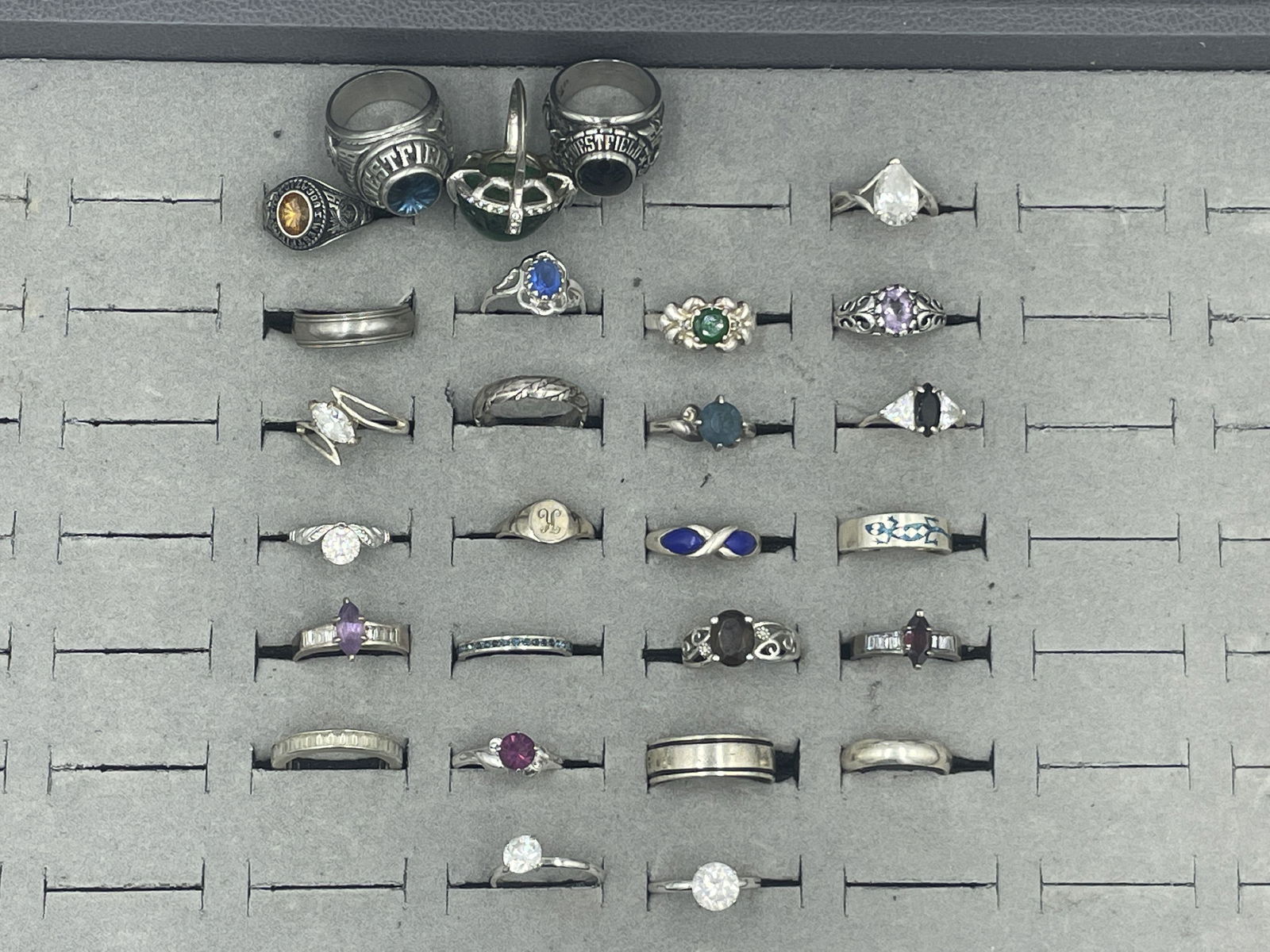 TWENTY FOUR MOSTLY STERLING SILVER RINGS, 111 GRAMS TOTAL (1 of 4)