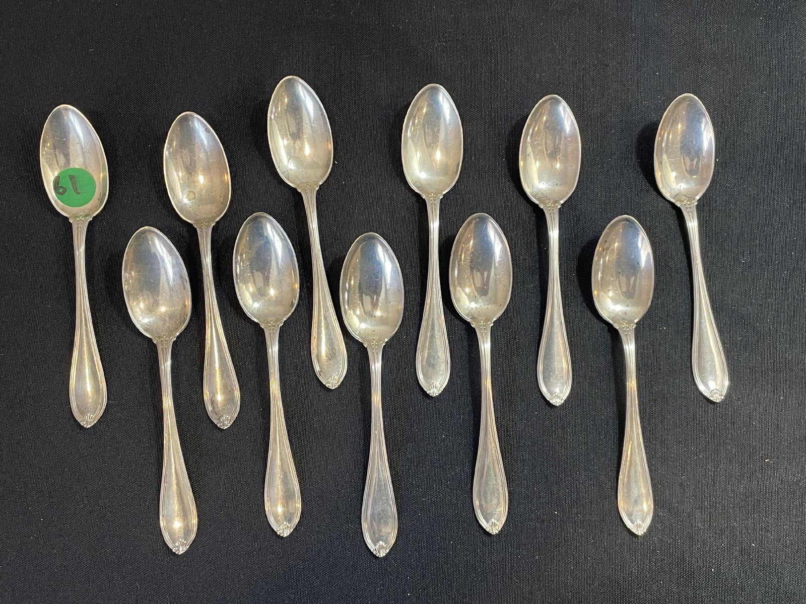 ELEVEN STERLING SILVER SPOONS, 289 GRAMS (1 of 3)