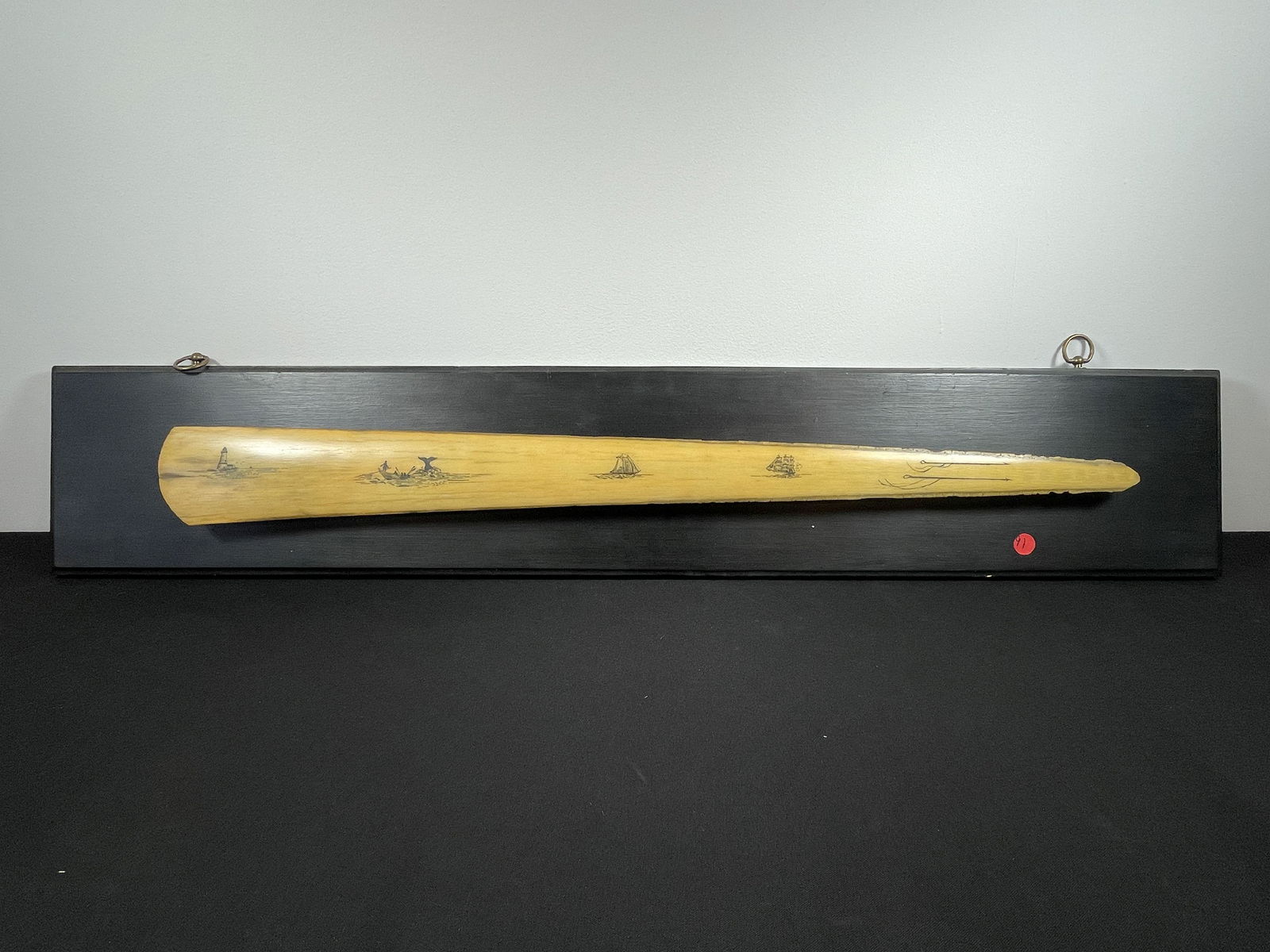 A SCRIMSHAWED SWORDFISH BILL WITH LIGHTHOUSE AND WHALING SCENES, 33.5" X 3.5" (1 of 6)