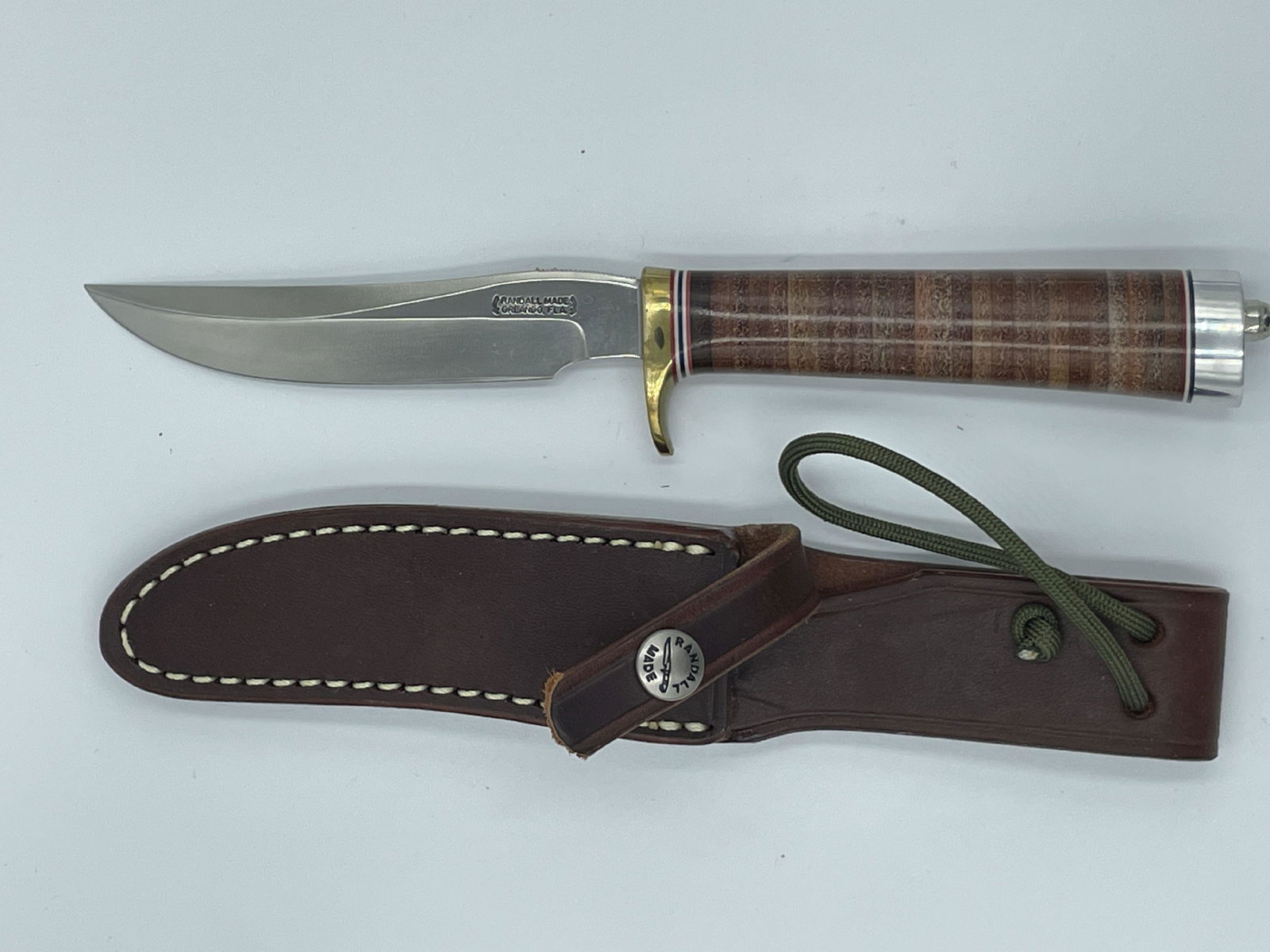 A RANDALL MADE KNIFE IN ORIGINAL LEATHER SHEATH, 9.5" LONG (1 of 3)