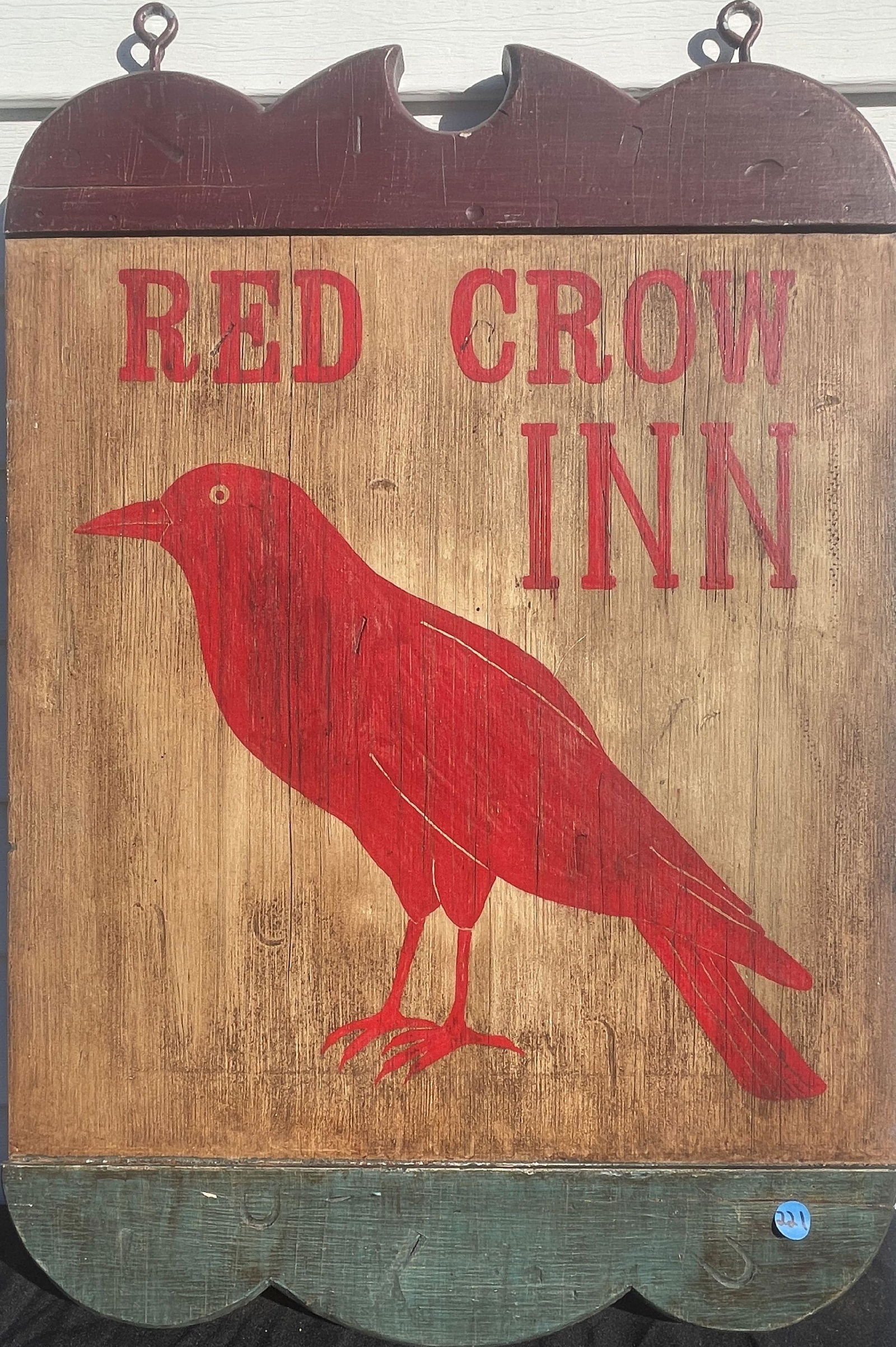 20TH CENTURY FOLK PAINTED SIGN "RED CROW INN", 20" X 28" (1 of 3)