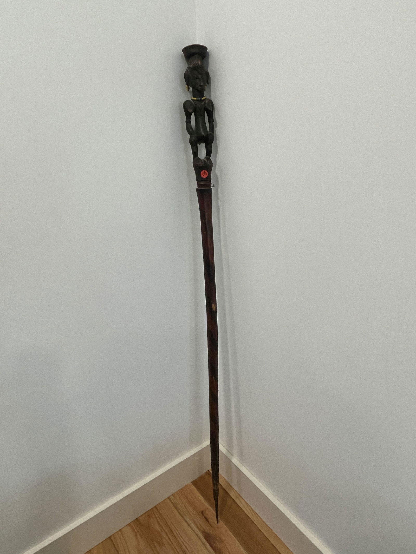 A YORUBA ESHU OR SHANGO WITH BEADS, 56.5" TOTAL AND 13" FIGURE  PROPERTY FROM THE PRIVATE COLLECTION (1 of 6)