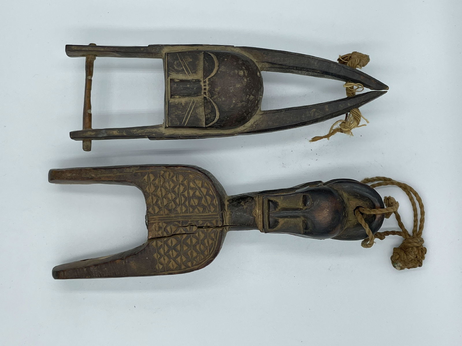 TWO YORUBA HEDDLE PULLEYS, 8" AND 7"  PROPERTY FROM THE PRIVATE COLLECTION OF JANINE AND JOSEF (1 of 6)