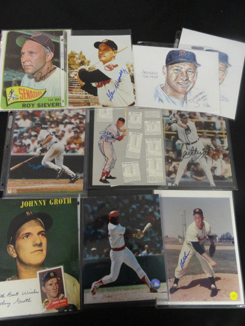 BASEBALL SIGNED PHOTOS: MOOSE SKOWER, ROY SIEV: BASEBALL SIGNED PHOTOS: MOOSE SKOWER, ROY SIEVERS, GENE WOODLING, JONNY GROTH, DON MATTINGLY, STAN MUSIEL, CARTLTON FISK, JIM RICE