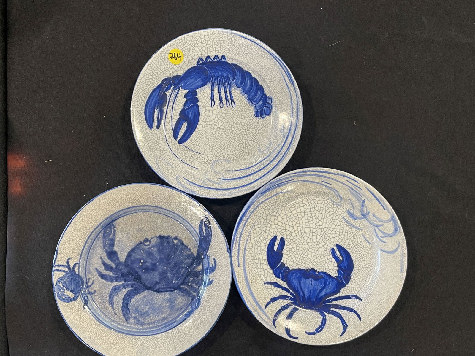 TWO DEDHAM POTTERY CRAB PLATES AND ONE LOBSTER PLATE, 8.5" EACH (1 of 6)