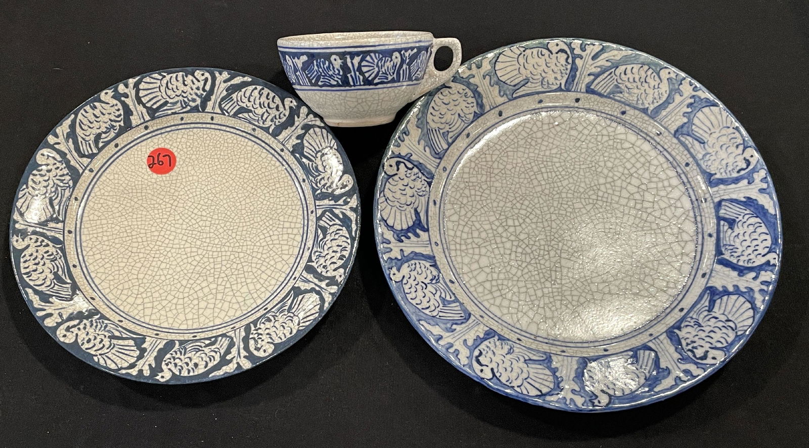 TWO DEDHAM POTTERY TURKEY PLATES, 10" AND 8.5" (1 of 8)