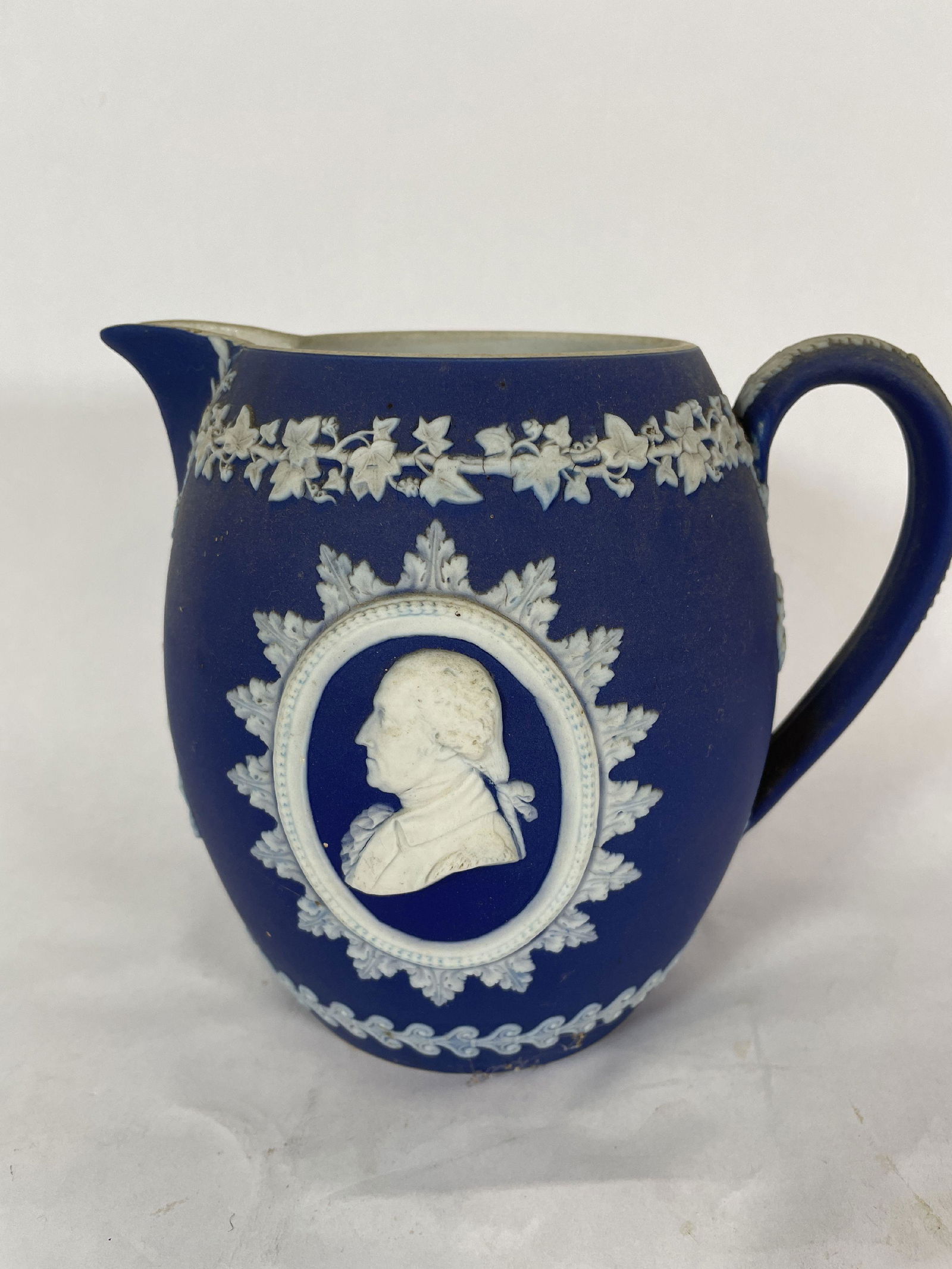 A WEDGEWOOD JASPERWARE PITCHER, 6" (1 of 3)
