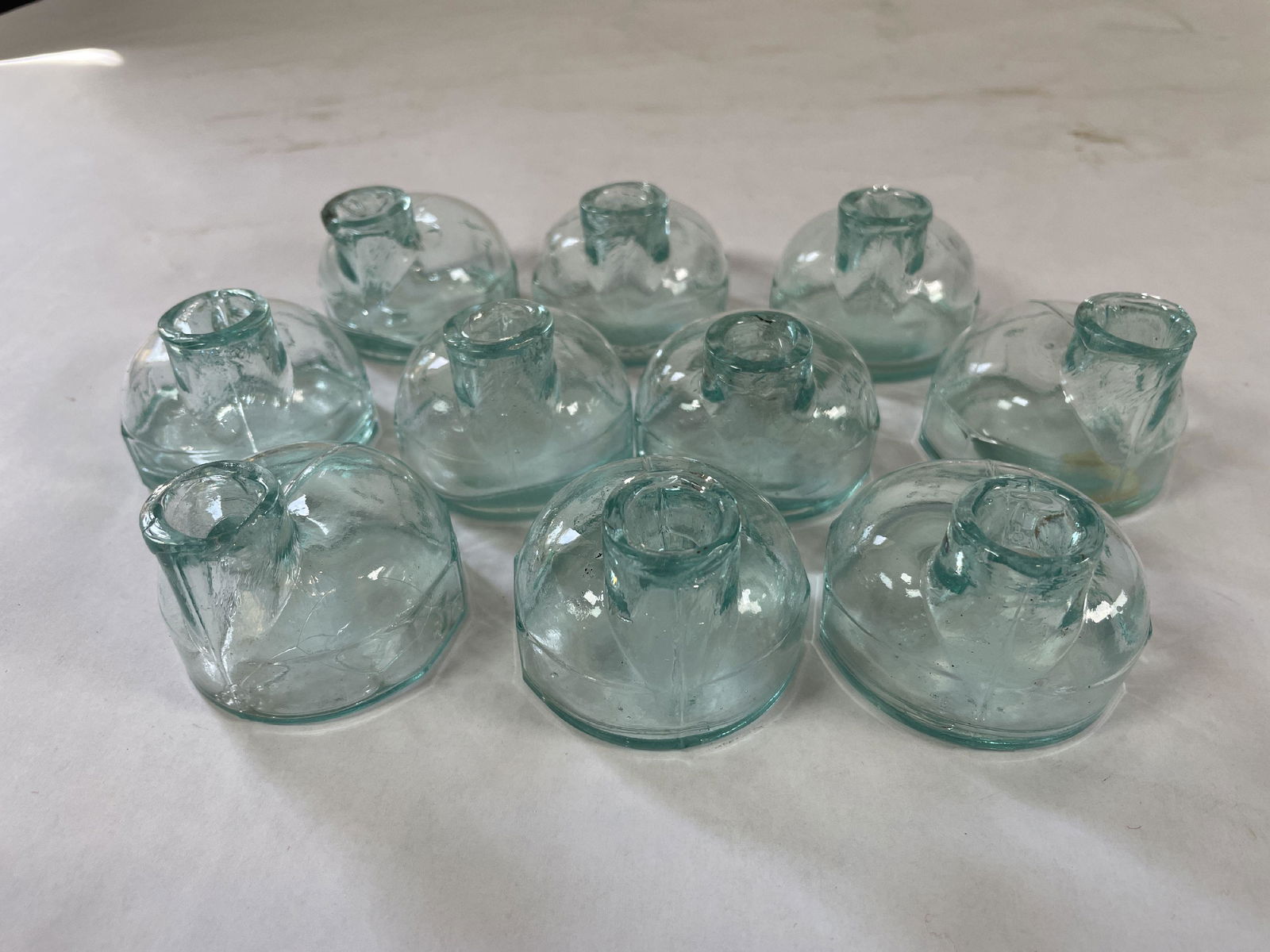 ELEVEN EARLY GLASS INKWELLS (1 of 7)