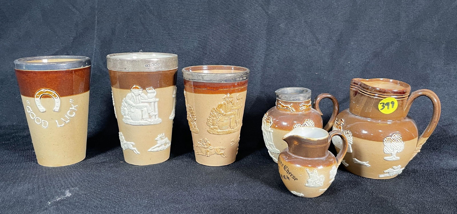 THREE DAULTON LAMBETH PITCHERS AND THREE CUPS (1 of 7)