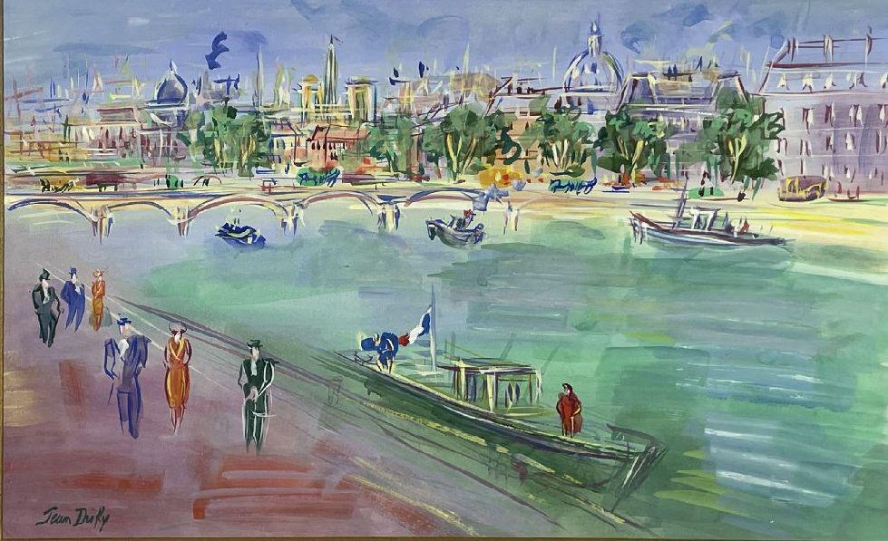 A JEAN DUFY WATERCOLOR, 24.5" X 17.5" AND 18" X 11" SIGHT (1 of 11)