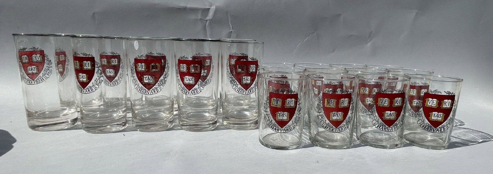 HARVARD ROCKS AND HIGHBALL GLASSES, 10 HIGHBALL AND 20 ROCKS GLASSES: HARVARD ROCKS AND HIGHBALL GLASSES, 10 HIGHBALL AND 20 ROCKS GLASSES