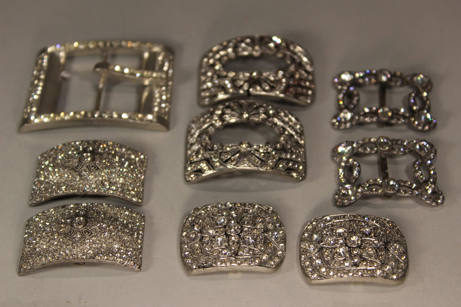 9 EDWARDIAN SHOE BUCKLES, 4 PAIRS AND ONE BELT BUCKLE. 1.75" - 2.75" WIDE: 9 EDWARDIAN SHOE BUCKLES, 4 PAIRS AND ONE BELT BUCKLE. 1.75" - 2.75" WIDE