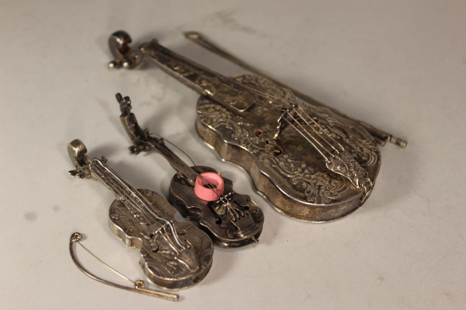 3 CONTINENTAL SILVER VIOLINS, 6" AND SMALLER (1 of 4)