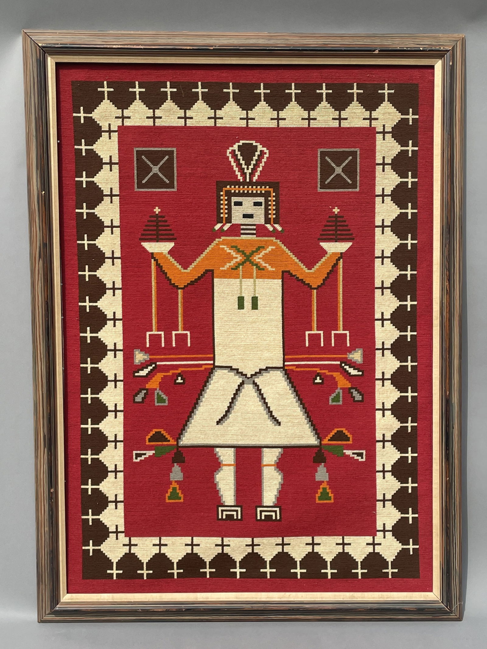 LARGE NATIVE AMERICAN EMBROIDERED WALL HANGING, 39" X 54" (1 of 8)