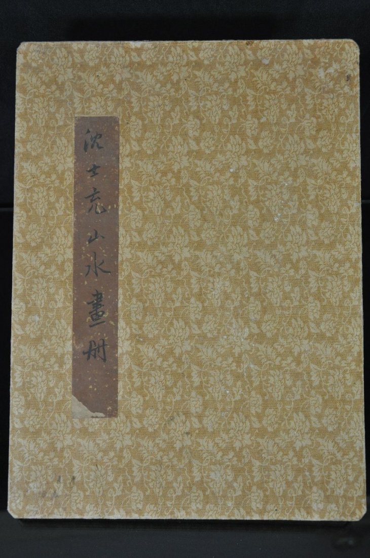 CHINESE WATERCOLOR ALBUM.: Watercolor album with paintings depicting nature in China, each painting has an article on red paper describing the painting. From Dr. Gregorio Walker Newland's collection, estate from Connecticut. 14