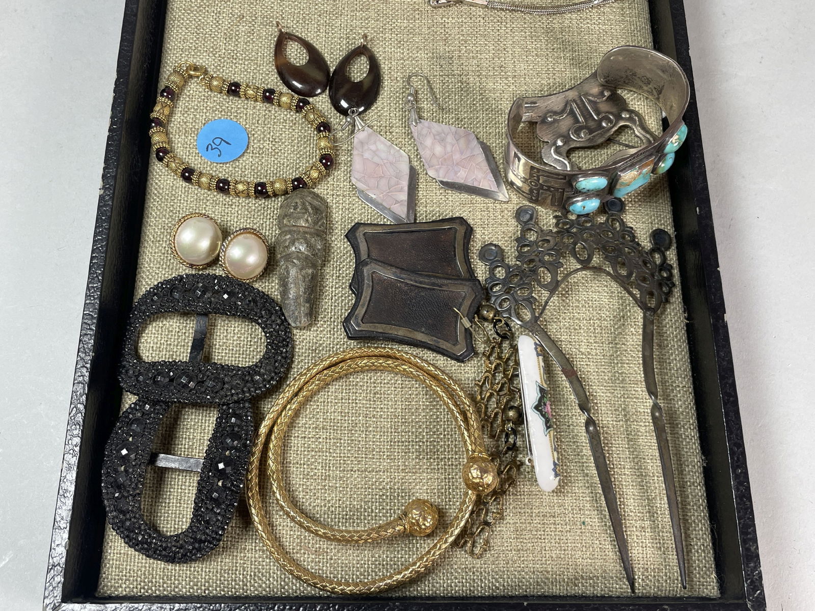 VICTORIAN JEWELRY LOT INCLUDES STERLING SILVER NATIVE AMERICAN CUFF (1 of 4)