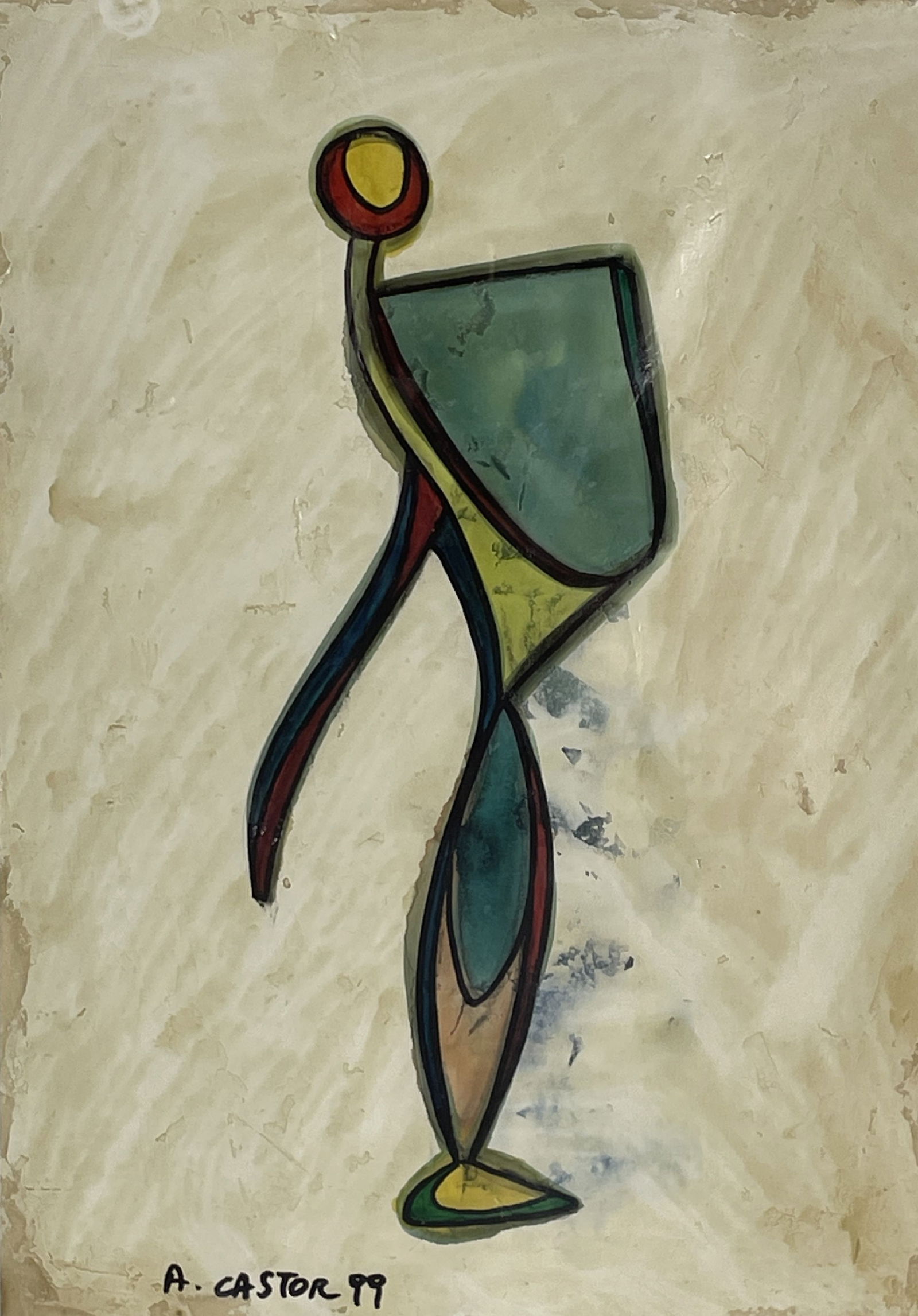 ANTONIO CASTOR 20TH CENTURY OIL ON PAPER, 19" X 23" FRAMED AND 8.25" X 11.5" SIGHT: ANTONIO CASTOR 20TH CENTURY OIL ON PAPER, 19" X 23" FRAMED AND 8.25" X 11.5" SIGHT