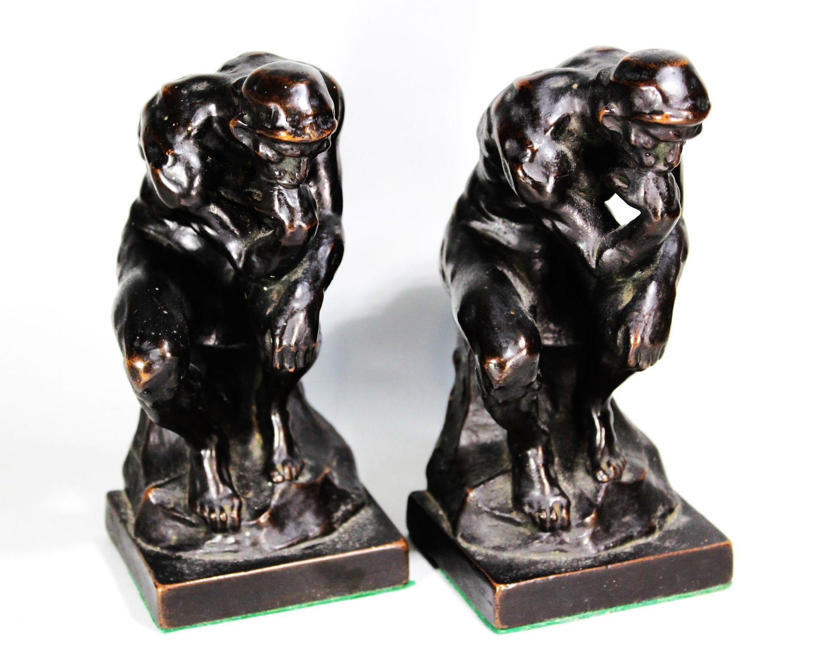 LE PENSEUR PAR RUDIN BRONZED BOOKENDS 8" X 4" (1 of 3)