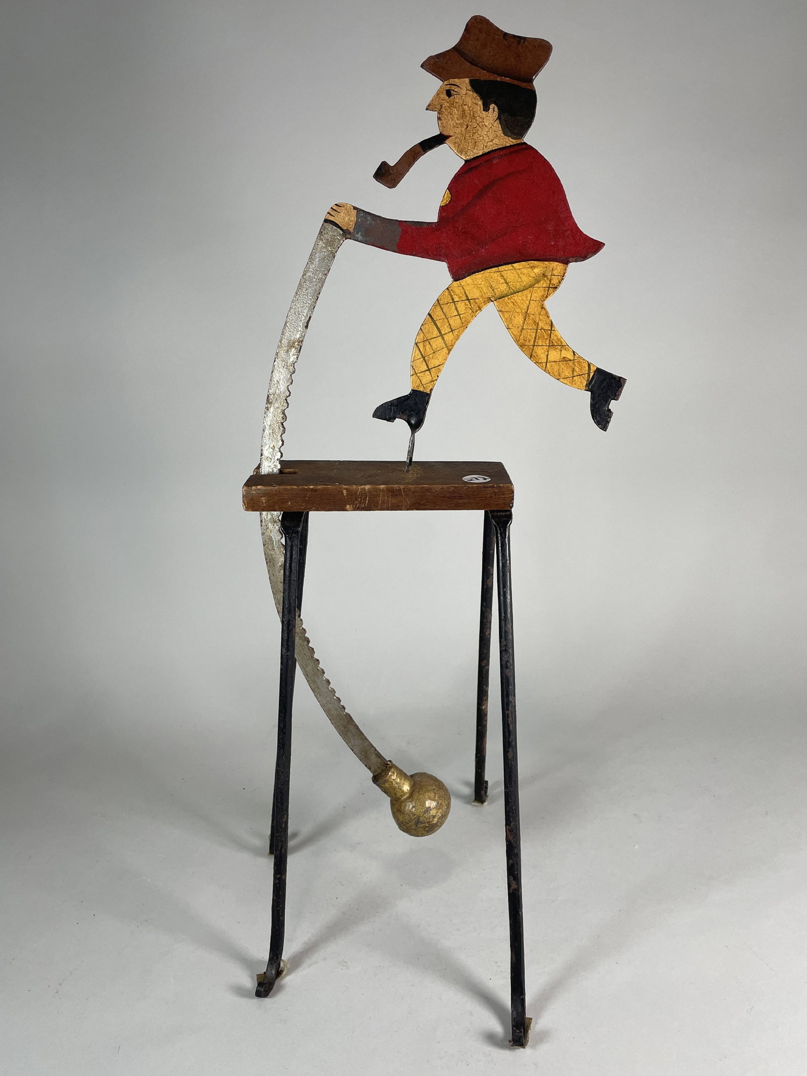A 1930S FOLK ART BALANCE SCULPTURE, 10" X 25": A 1930S FOLK ART BALANCE SCULPTURE, 10" X 25"