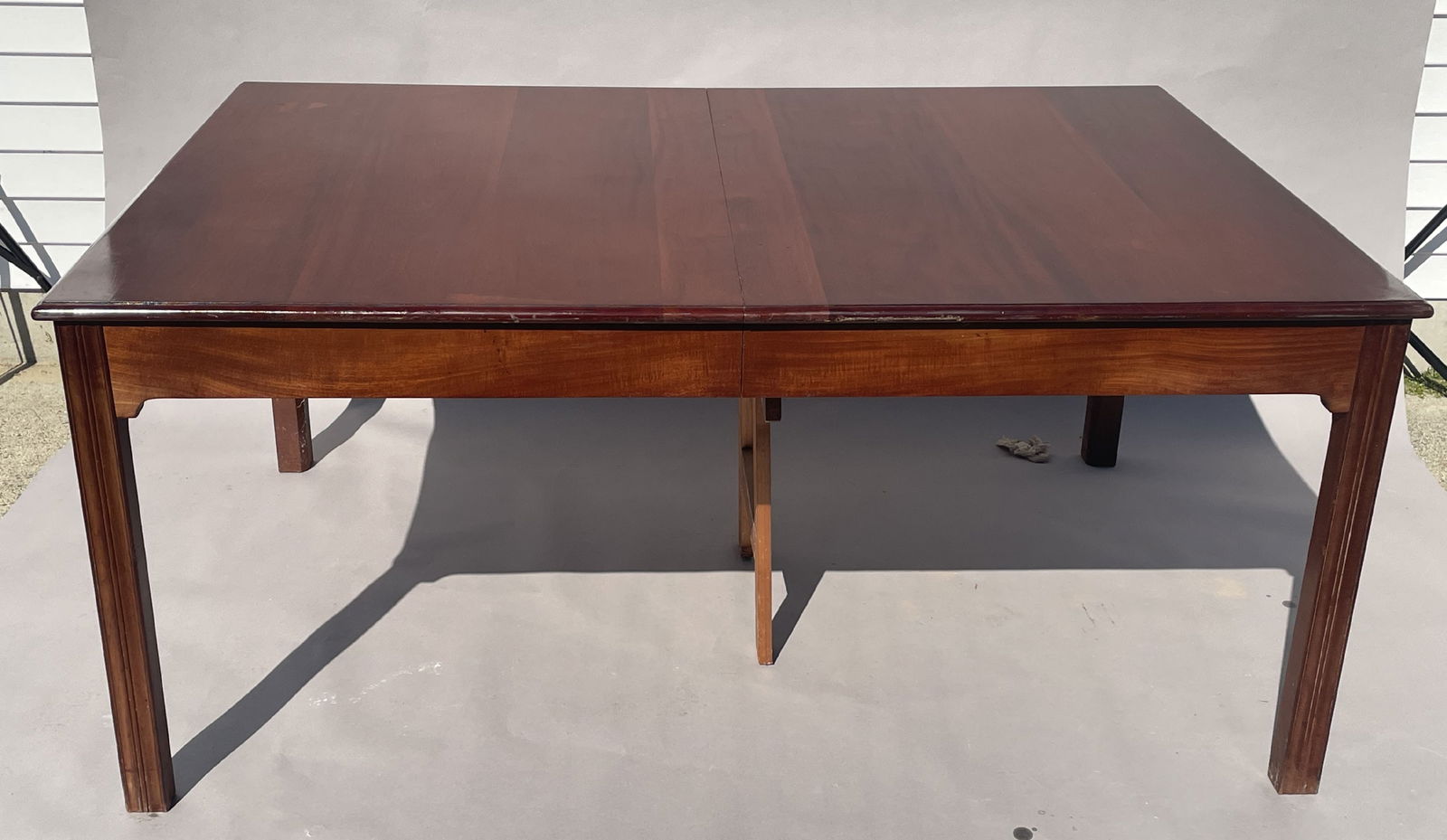 KAARE KLINT BARCELONA TABLE WITH 6 LEAVES. TABLE TOP APPEARS TO HAVE BEEN REFINISHED. 66" X 48" (1 of 9)