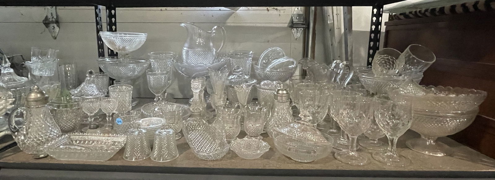 A HUGE LOT OF DIAMOND POINT GLASSWARE, 12" AND SMALLER (1 of 8)