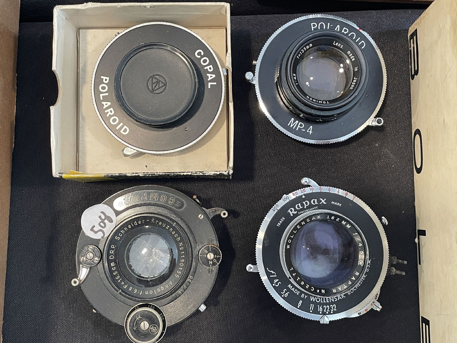 4 CAMERA LENSES, SCHNEIDER, WOLLENSAK, POLAROID (1 of 2)