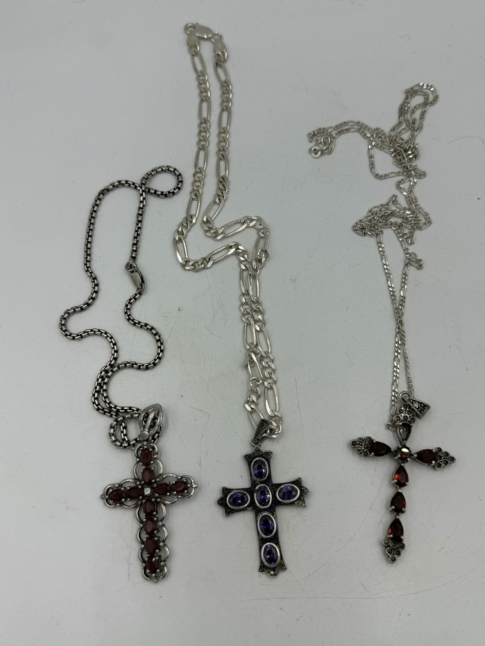THREE STERLING SILVER AND GEMSTONE NECKLACES, 62.8 GRAMS (1 of 10)