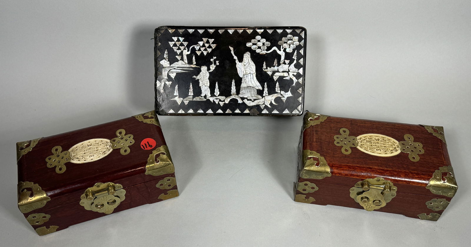 THREE CHINESE BOXES, 8" X 5" X 3.5" AND SMALLER (1 of 5)