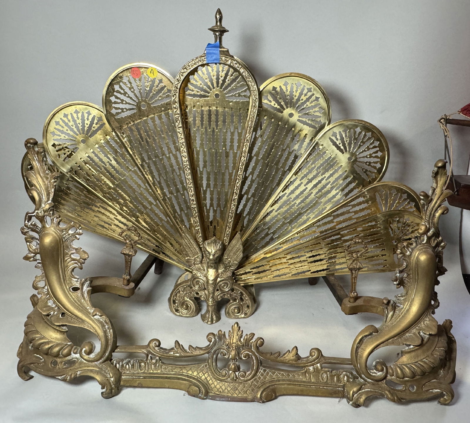 ANTIQUE BRASS FIREPLACE FAN. 35" X 8" X 25" (1 of 8)