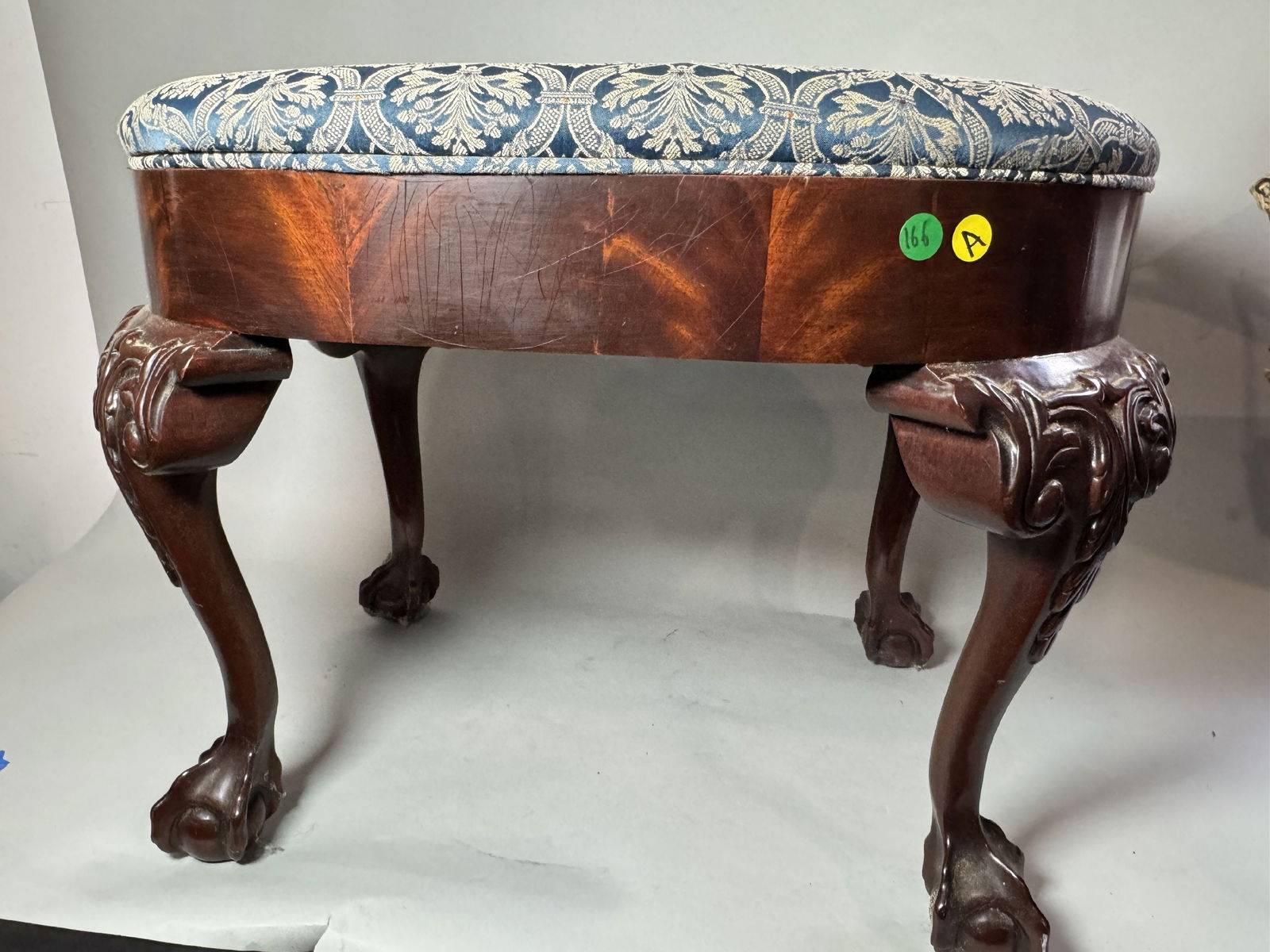 A PHILADELPHIA BALL AND CLAW FOOT STOOL, 23" X 17" X 19" (1 of 4)