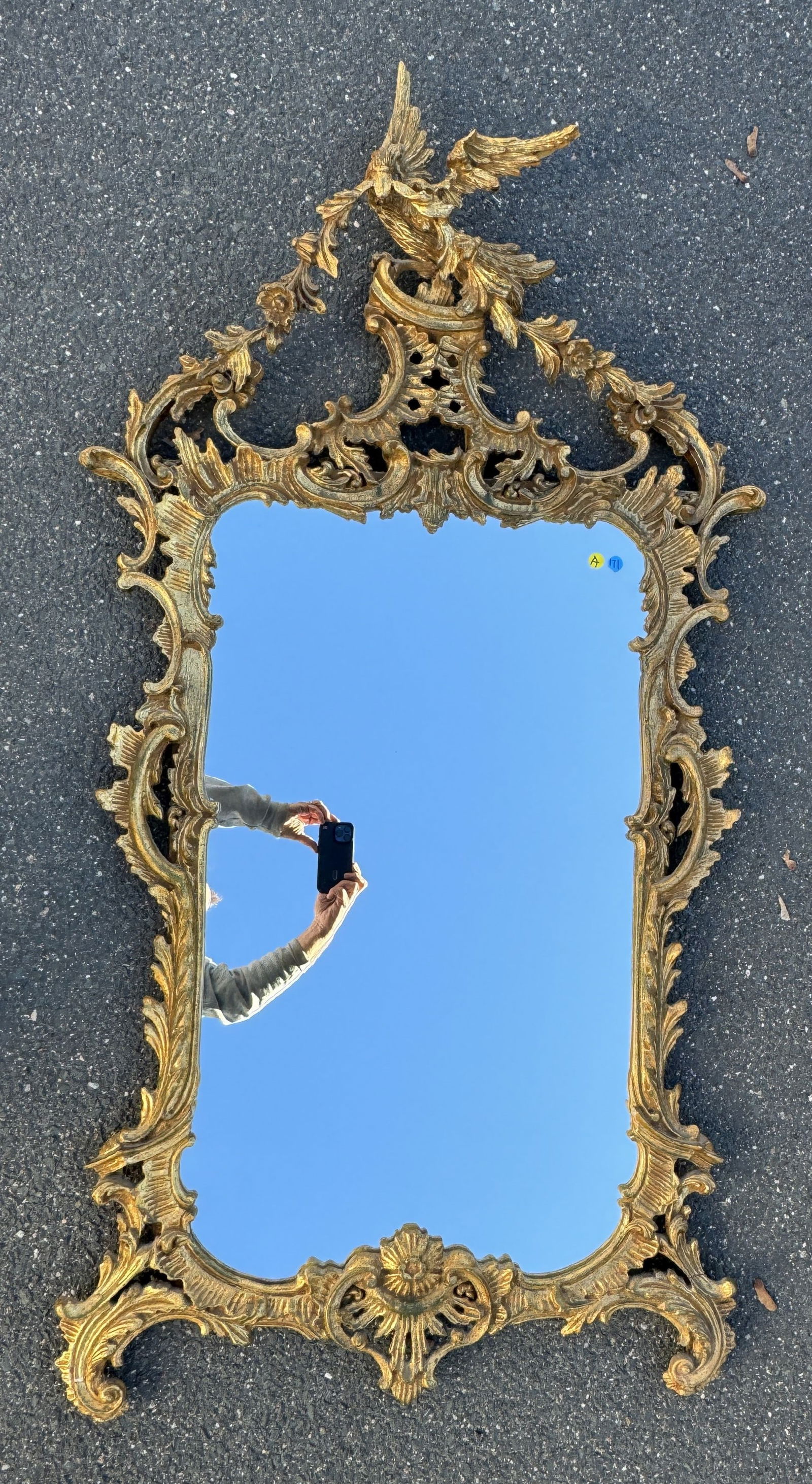 A 19TH CENTURY GILTWOOD FEDERAL MIRROR W/ EAGLE, 32" X 64" (1 of 8)