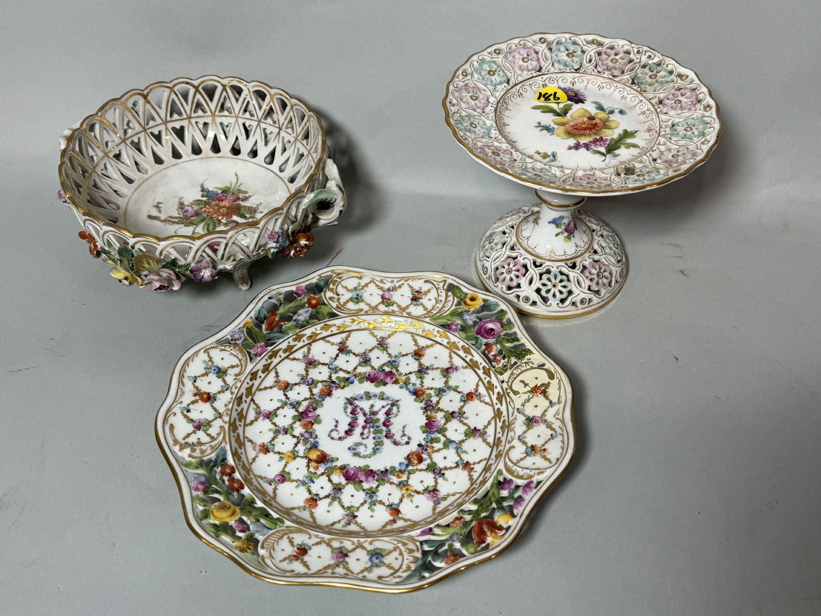 THREE PIECES DRESDEN PORCELAIN, 8" AND SMALLER (1 of 8)