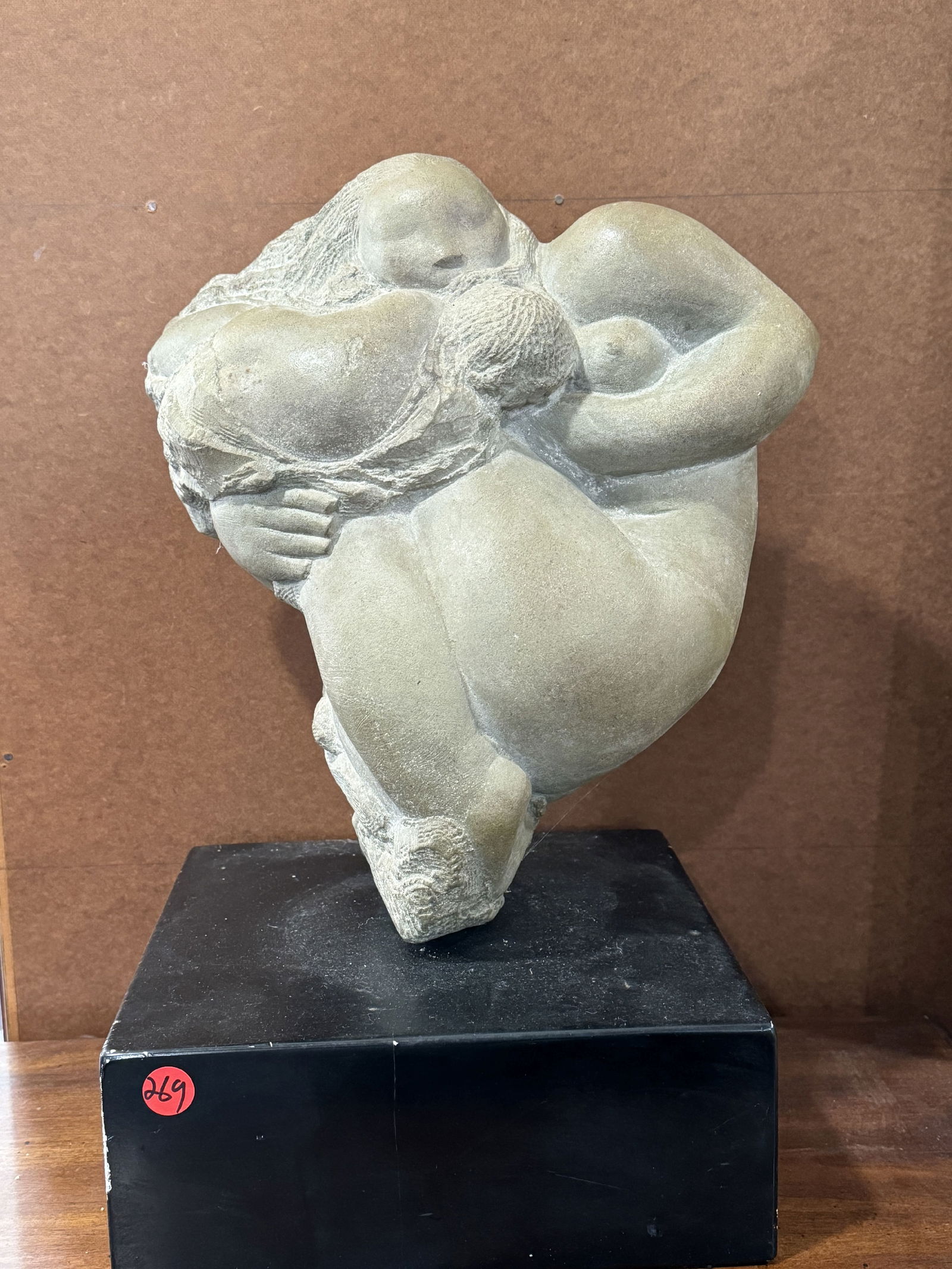 MIDCENTURY MODERN PLASTER SCULPTURE OF A WOMAN AND CHILD, 12" X 10" X 18" (1 of 5)