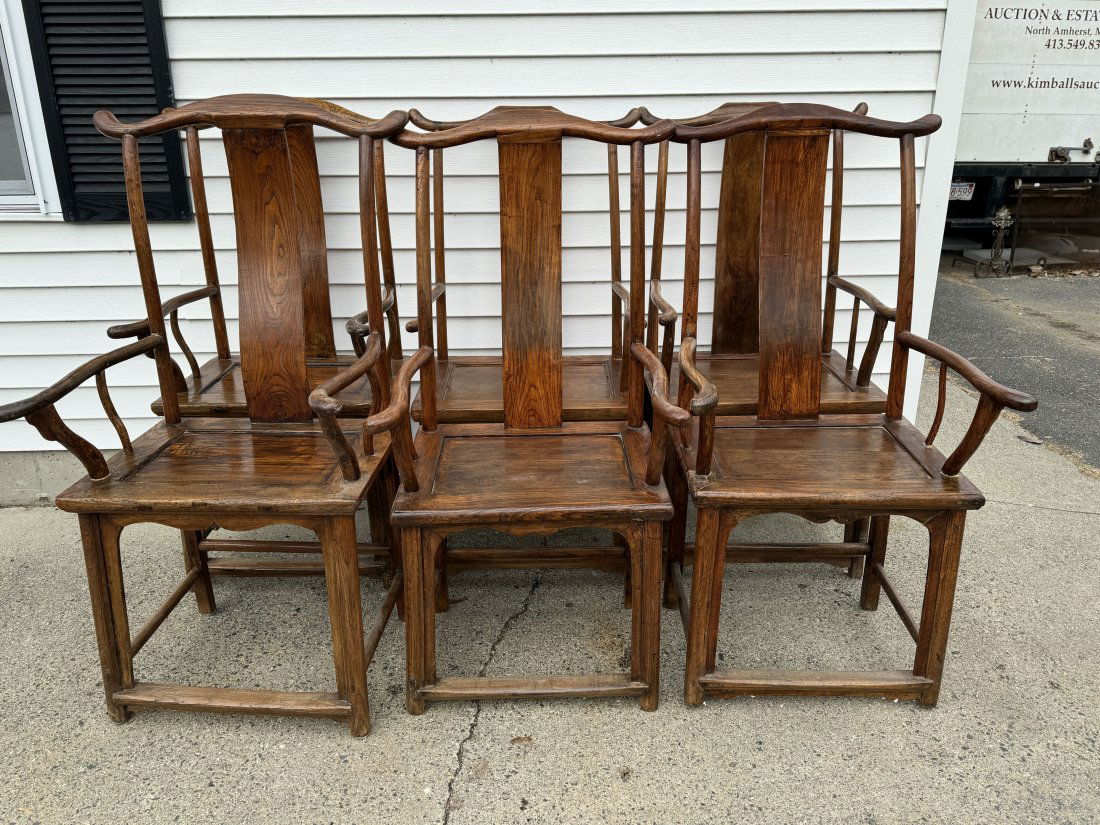 A SET OF SIX CHINESE YOKEBACK ARM CHAIRS (1 of 11)
