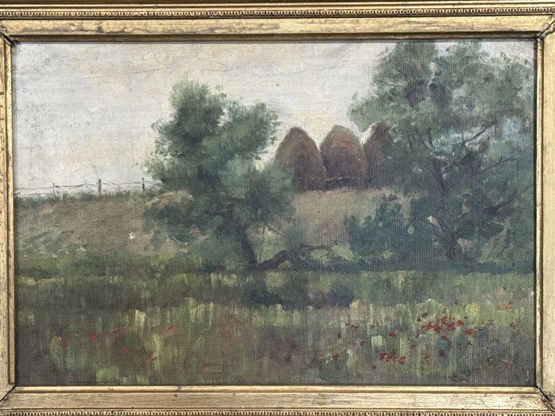AN UNSIGNED VICTORIAN  LANDSCAPE PAINTING  IN A PERIOD FRAME (1 of 6)