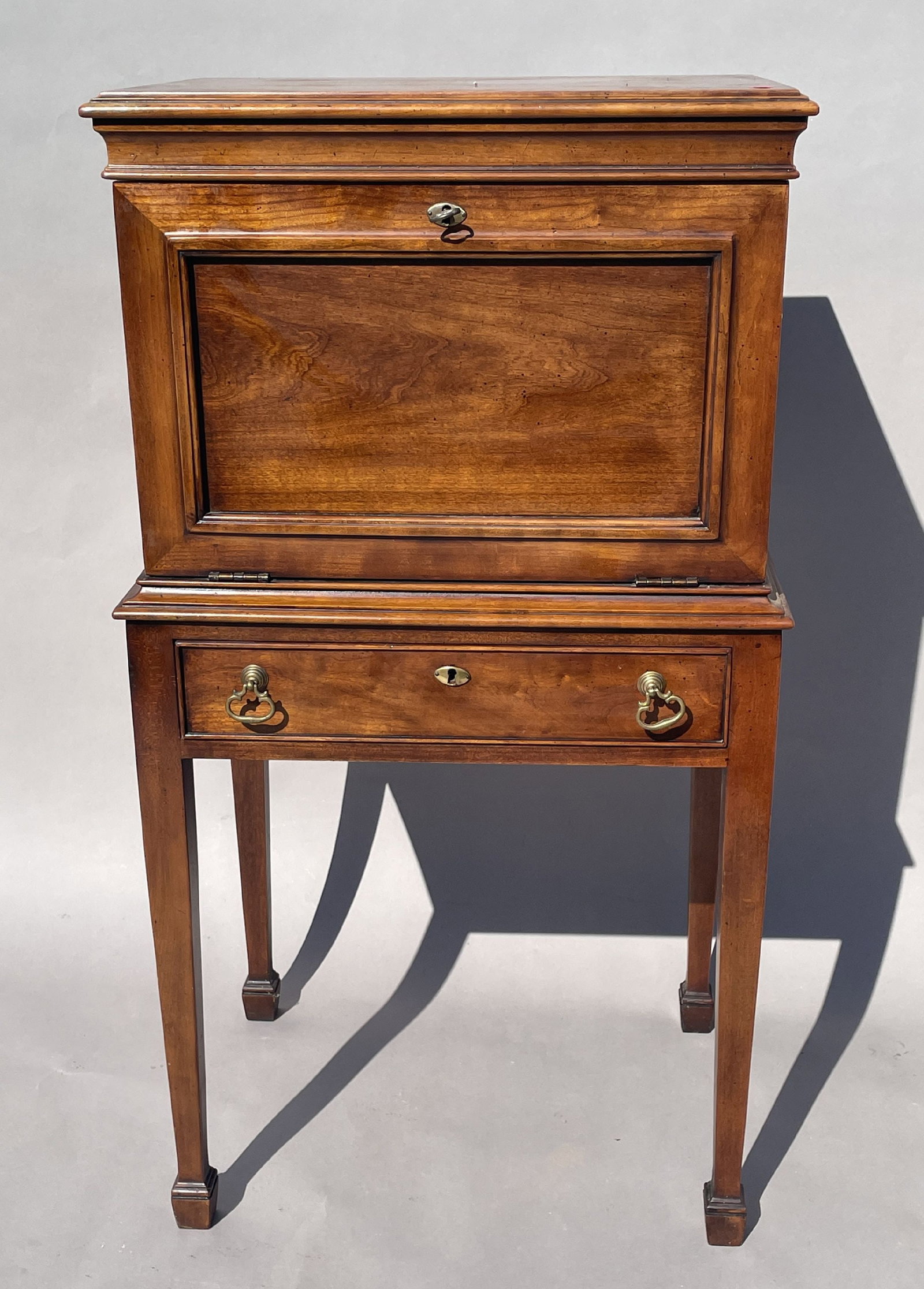 MAHOGANY FALL FRONT SILVER CABINET, 22" X 17" X 42": MAHOGANY FALL FRONT SILVER CABINET, 22" X 17" X 42"