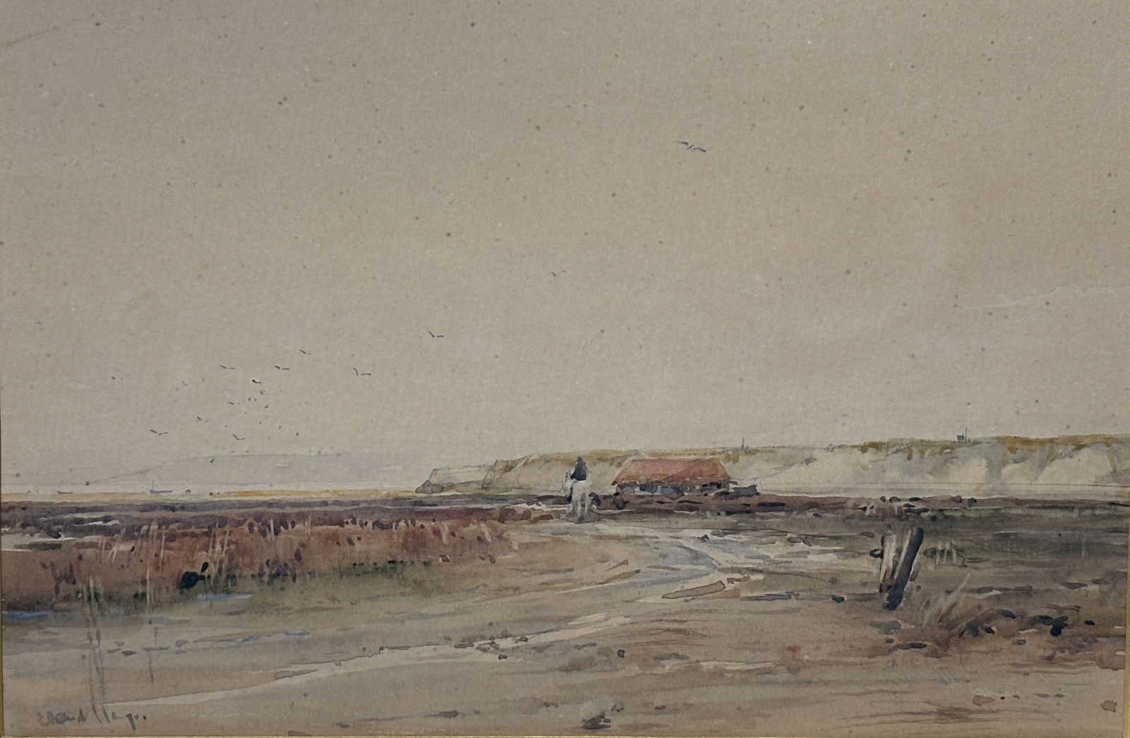 CLAUDE HAYES SIGNED WATERCOLOR ON PAPER OF A BEACH, 13.5" X 10.75" FRAMED AND 9.5" X 6.5" SIGHT (1 of 9)