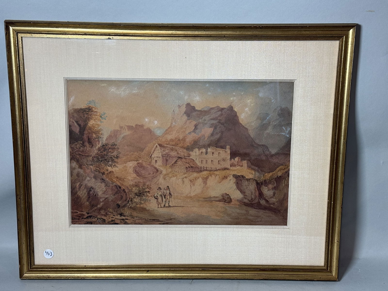 "CAPTAIN JOHNSON" LARGE WATERCOLOR ON PAPER, 24.5" X 19.5" FRAMED AND 10.5" X 11" SIGHT (1 of 12)