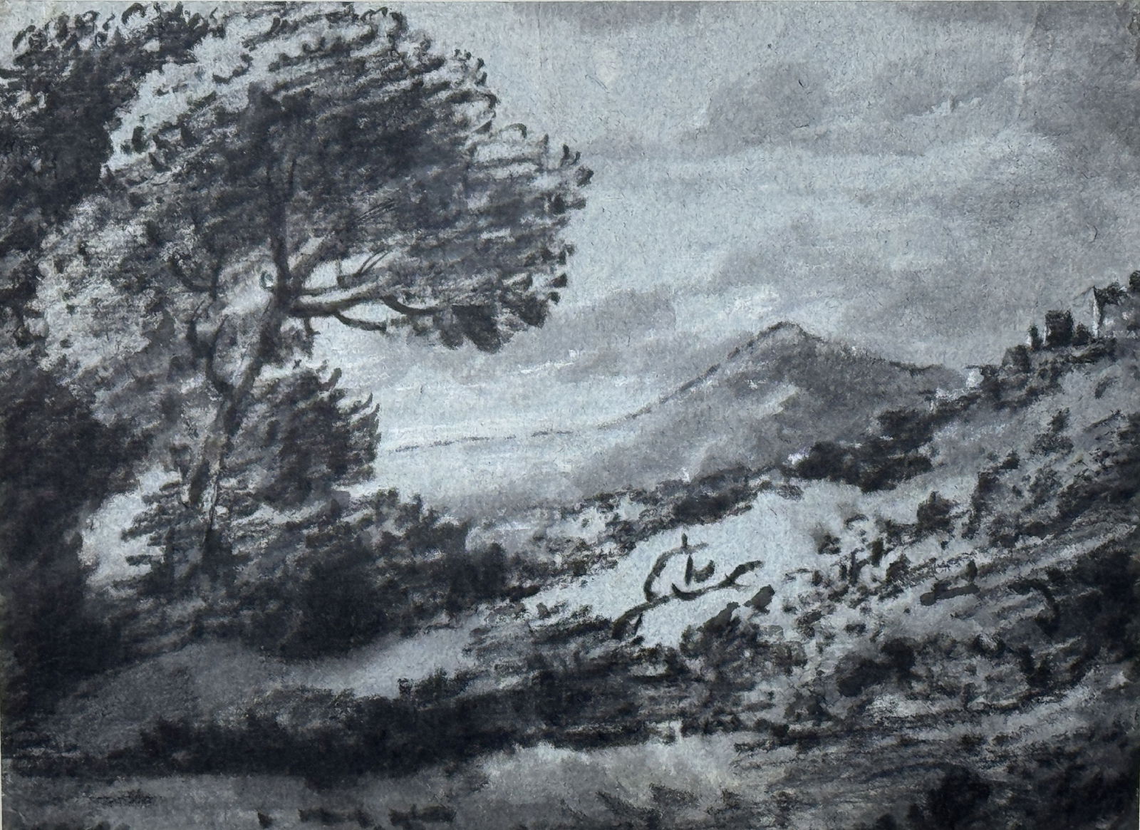 DR. THOMAS MONRO (1759 - 1833) CHALK, BRUSH, AND WASH ON PAPER. 16.5" X 14.5" FRAMED AND 9" X 7" (1 of 5)