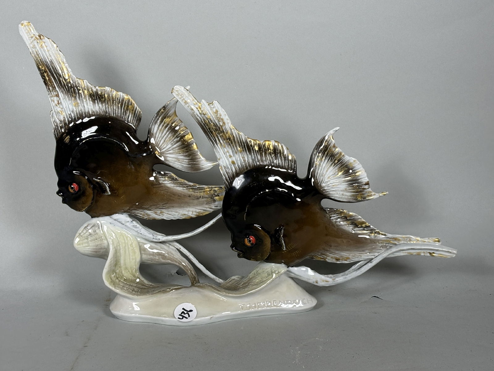 15" ROSENTHAL FISH SCULPTURE SIGNED F. HEIDENREICH, 10.5" X 15" (1 of 6)