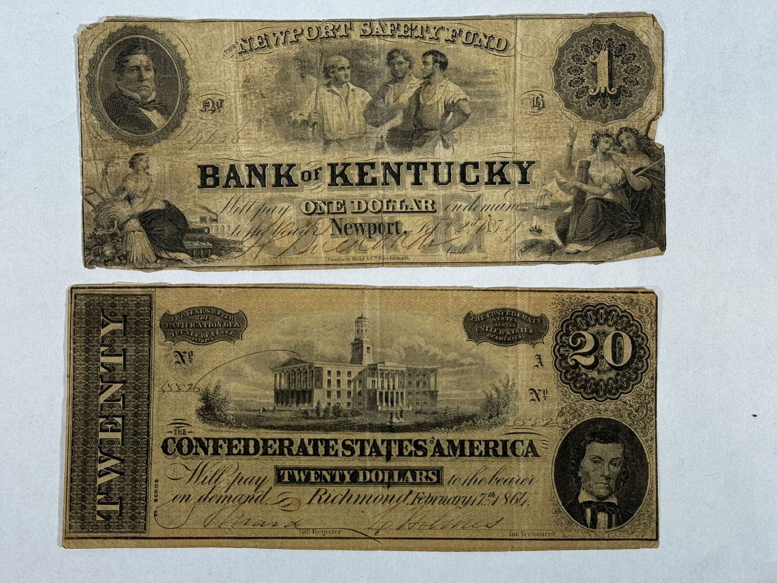 TWO PIECES CONFEDERATE CURRENCY (1 of 5)