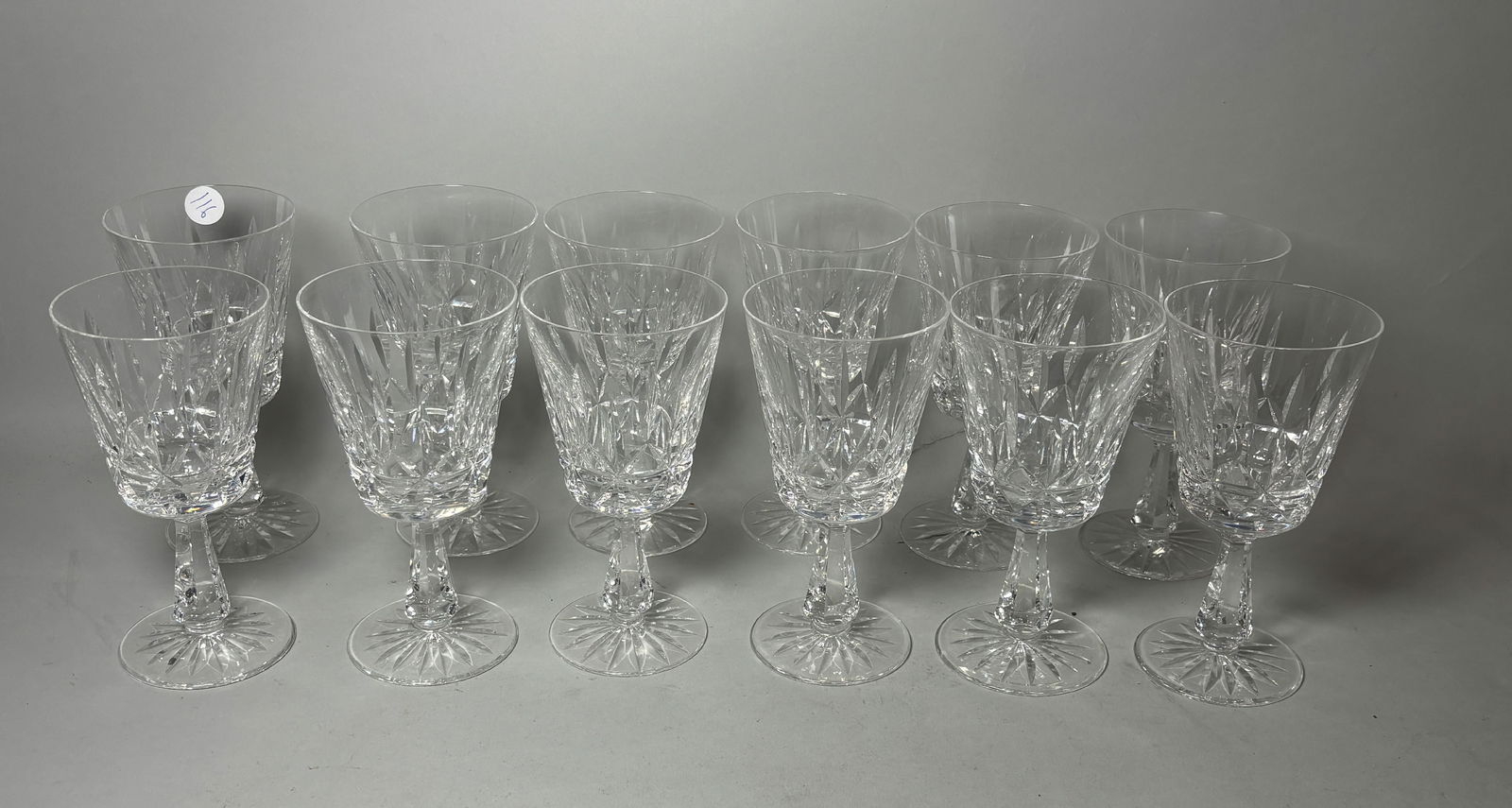 TWELVE WATERFORD CRYSTAL WATER GLASSES, 3.5" X 6.75" (1 of 6)