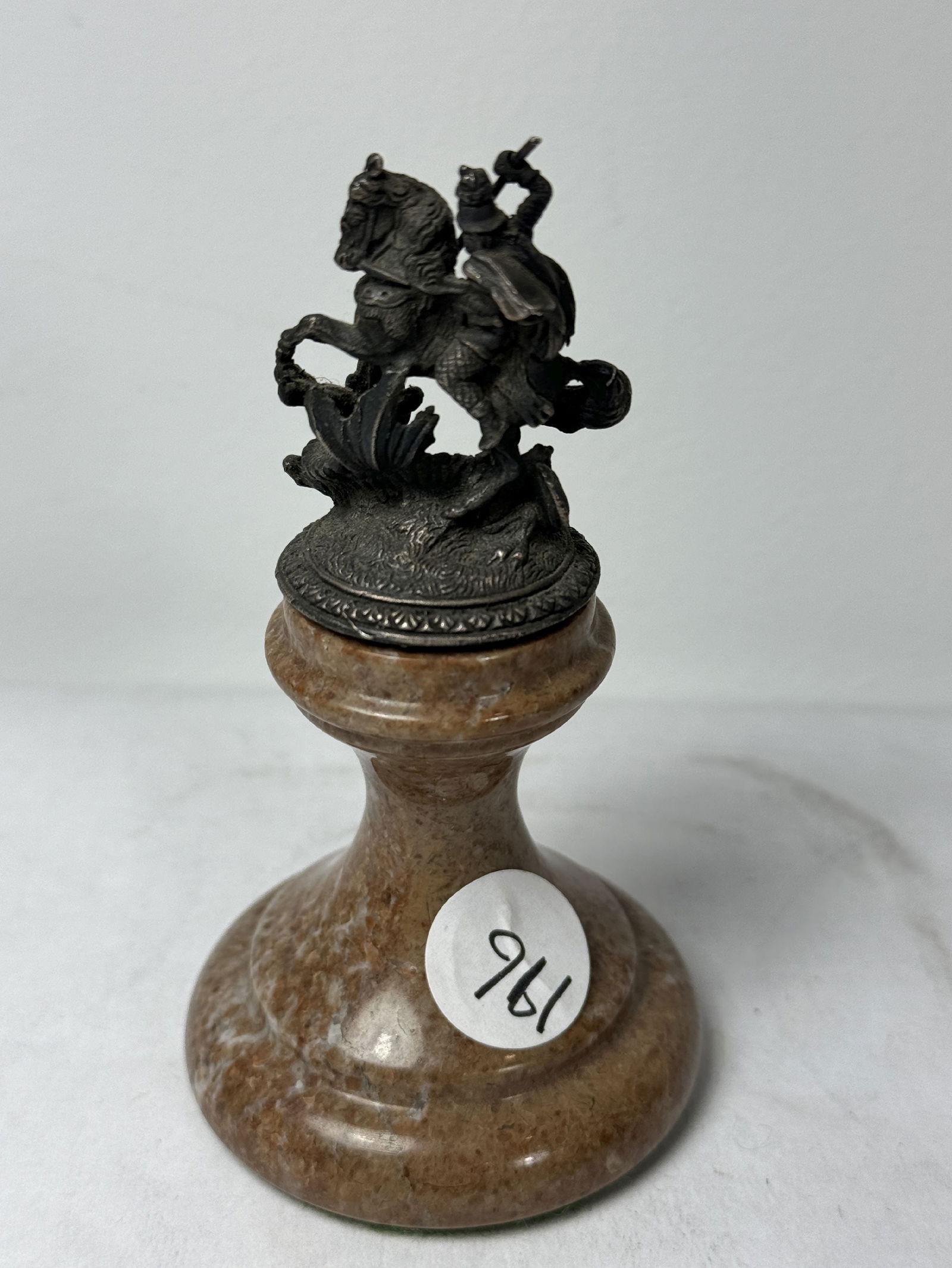 A MINIATURE  SILVER NEOCLASSICAL SCULPTURE ON MARBLE BASE, 4.5" TALL (1 of 4)