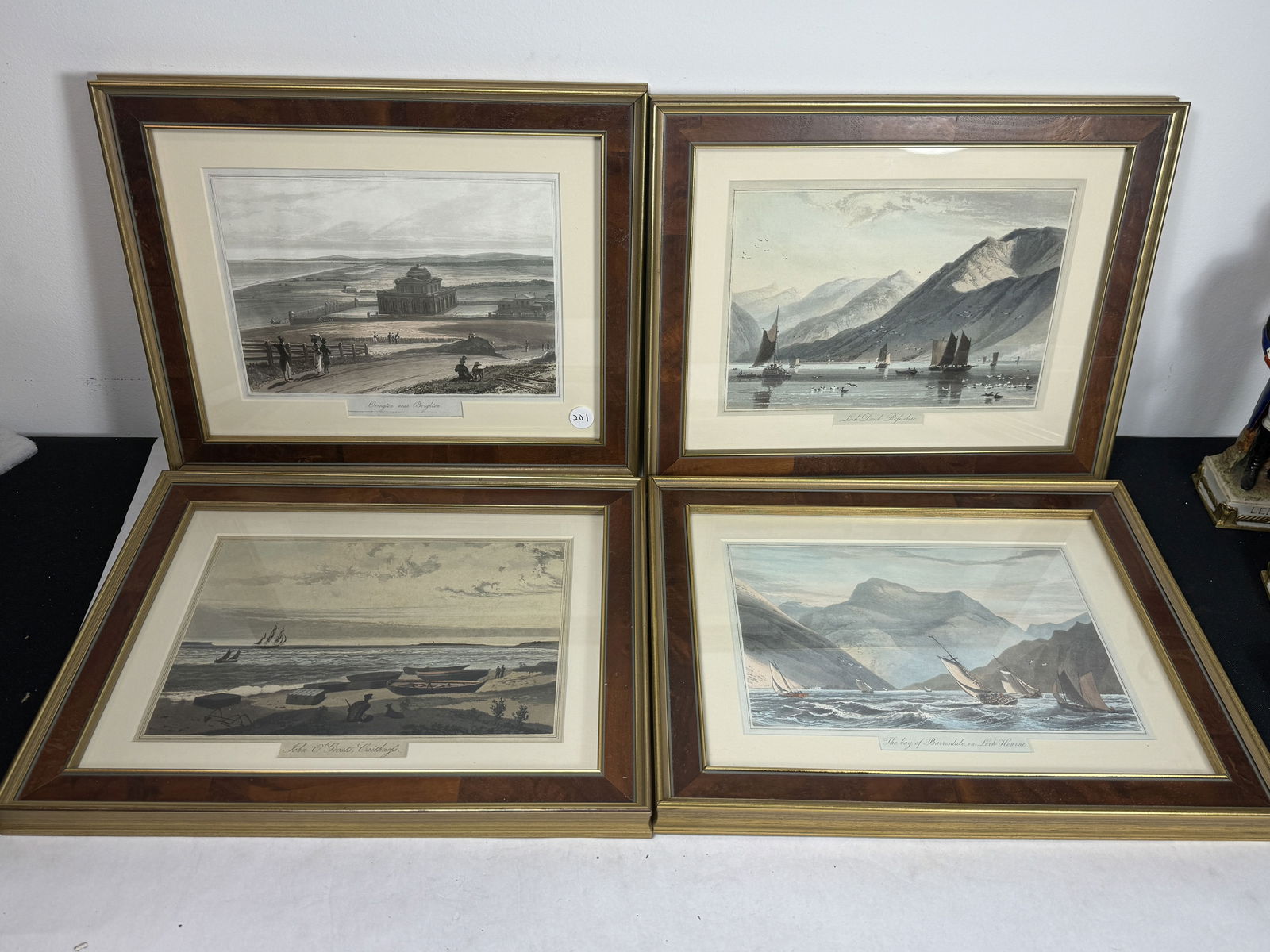 FOUR NICELY FRAMED ENGLISH HAND COLORED 19TH CENTURY PRINTS, 11.5" X 14.5" FRAMED (1 of 6)