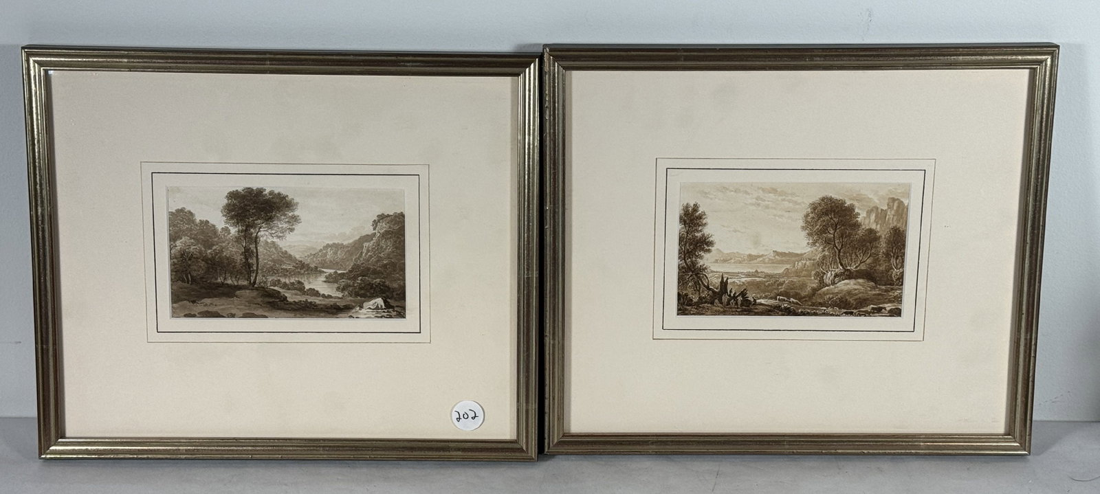 A PAIR OF H. BROOKE DRAWINGS, 12" X 10" EACH: A PAIR OF H. BROOKE DRAWINGS, 12" X 10" EACH