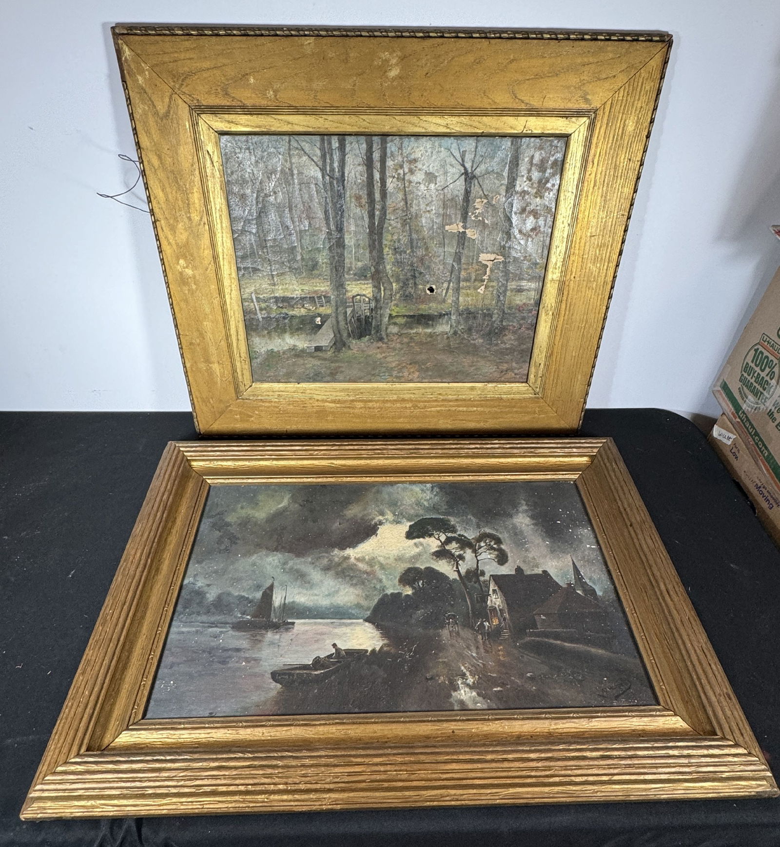 TWO LATE 19TH CENTURY PAINTINGS, NEED TLC. 28" X 30" AND 24" X 34" (1 of 7)