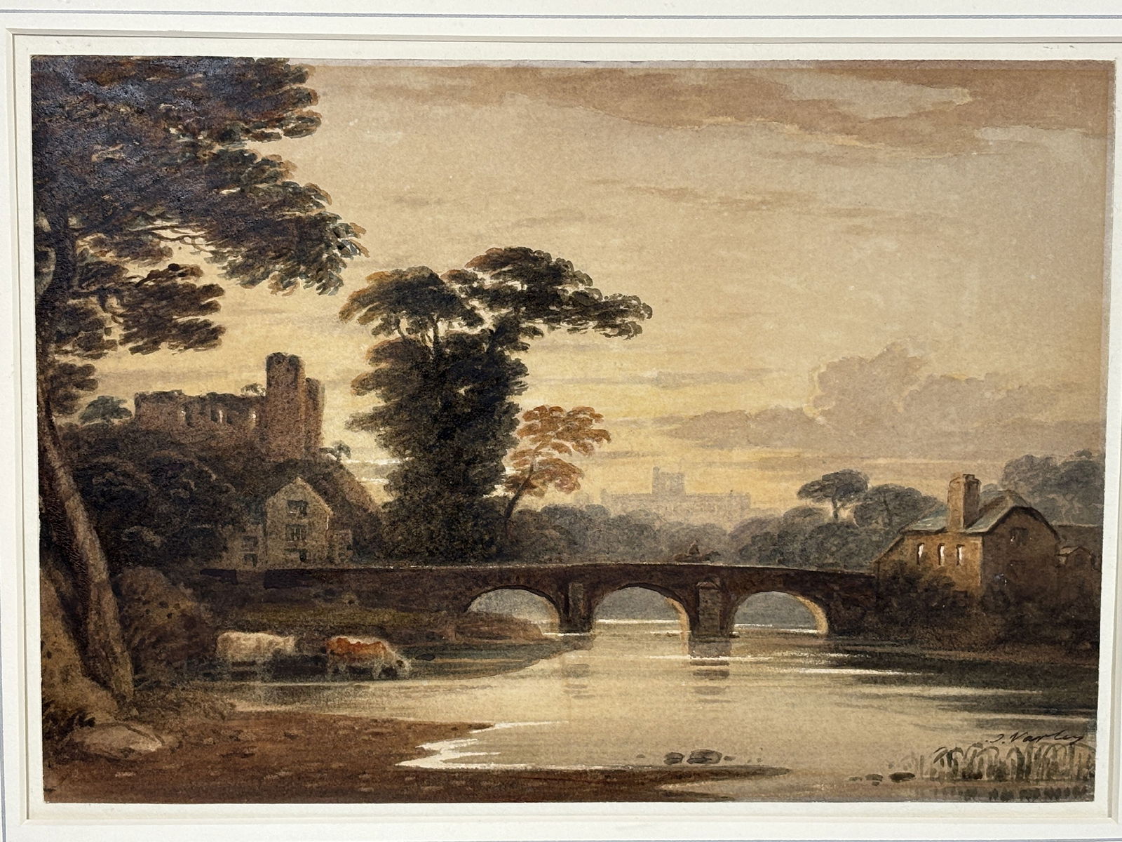 ENGLISH WATERCOLOR BY JOHN VARLEY, 18.25" X 11.5" FRAMED AND 11" X 8" SIGHT: ENGLISH WATERCOLOR BY JOHN VARLEY, 18.25" X 11.5" FRAMED AND 11" X 8" SIGHT